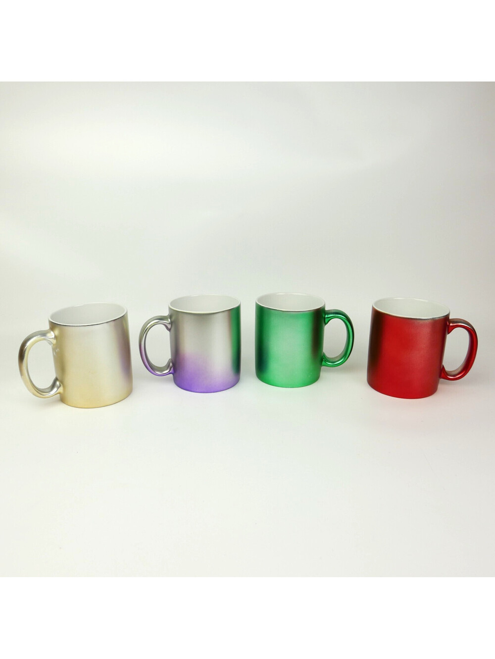 Vintage The Cooks Bazaar Metallic Ceramic Mugs Taiwan Set 4 Christmas Holiday
